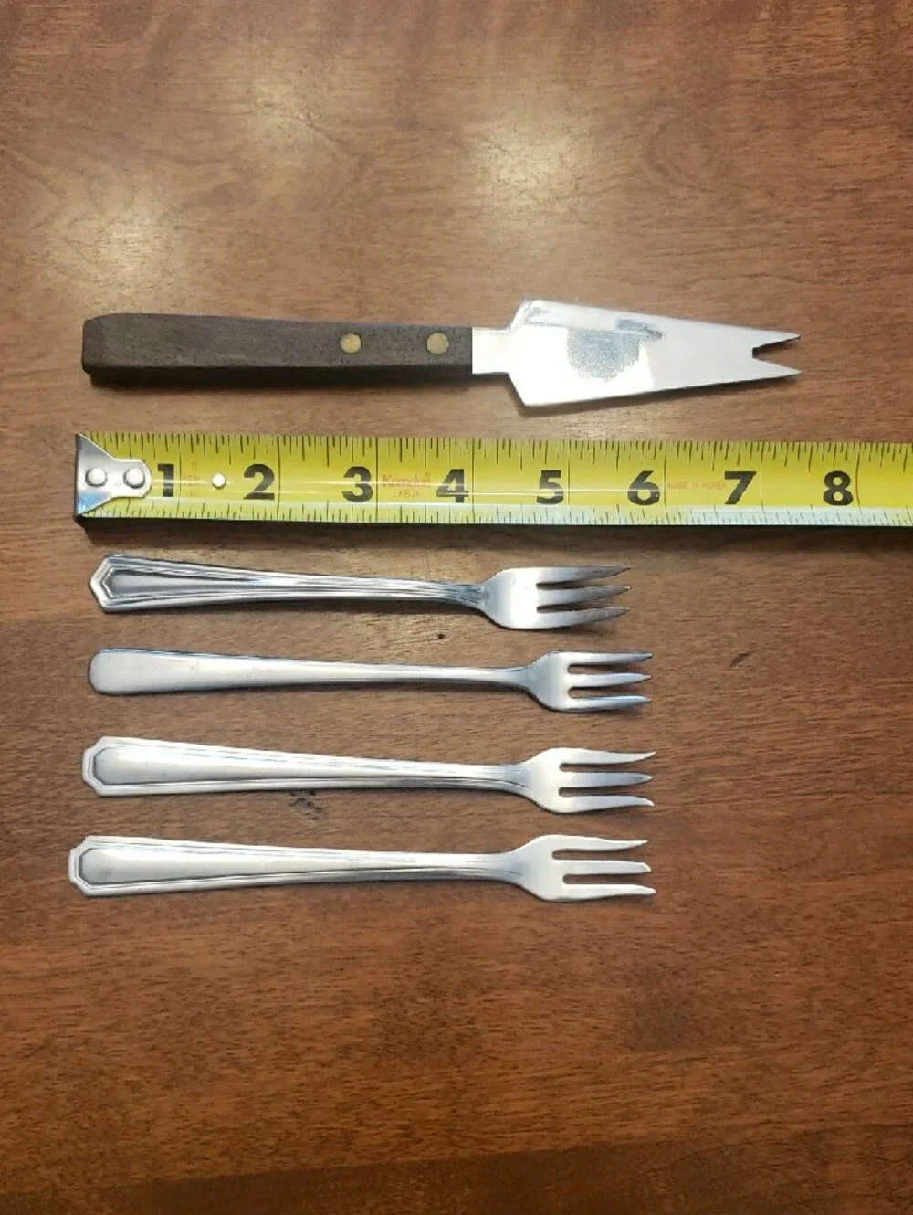 Vtg Stainless Steel Appetizer Forks & Chacuterie Cheese Knife Set (5 Pcs Total)